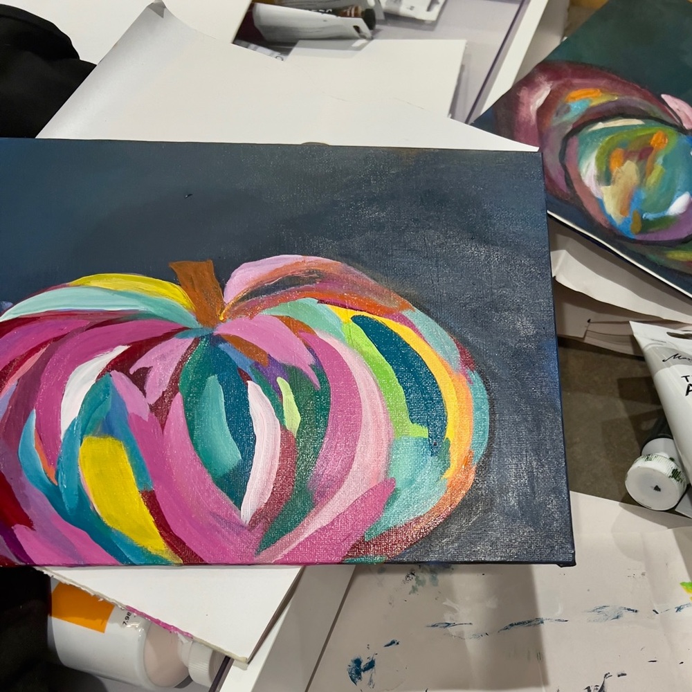 Pumpkin Paintings All Year Decor. Handmade hand, painted acrylic, 9” x 12” - Picture 7 of 9